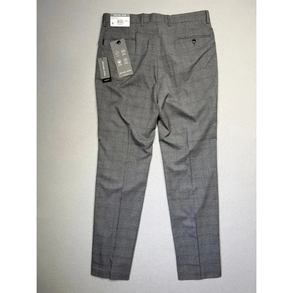 Michael Kors Men's Classic Fit Fall Pattern Pants  Gray plaid 34x34 $95